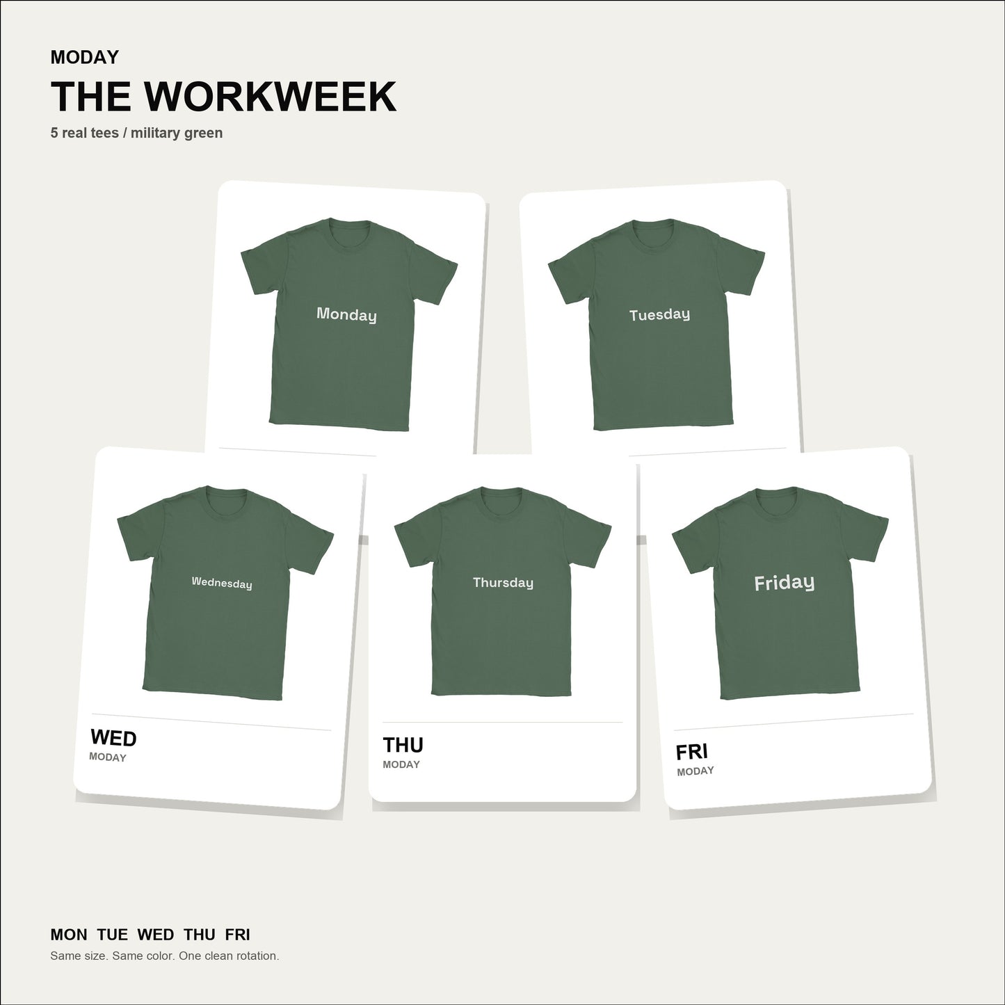 moday-the-workweek-en-spacegrotesk bundle hero ミリタリーグリーン