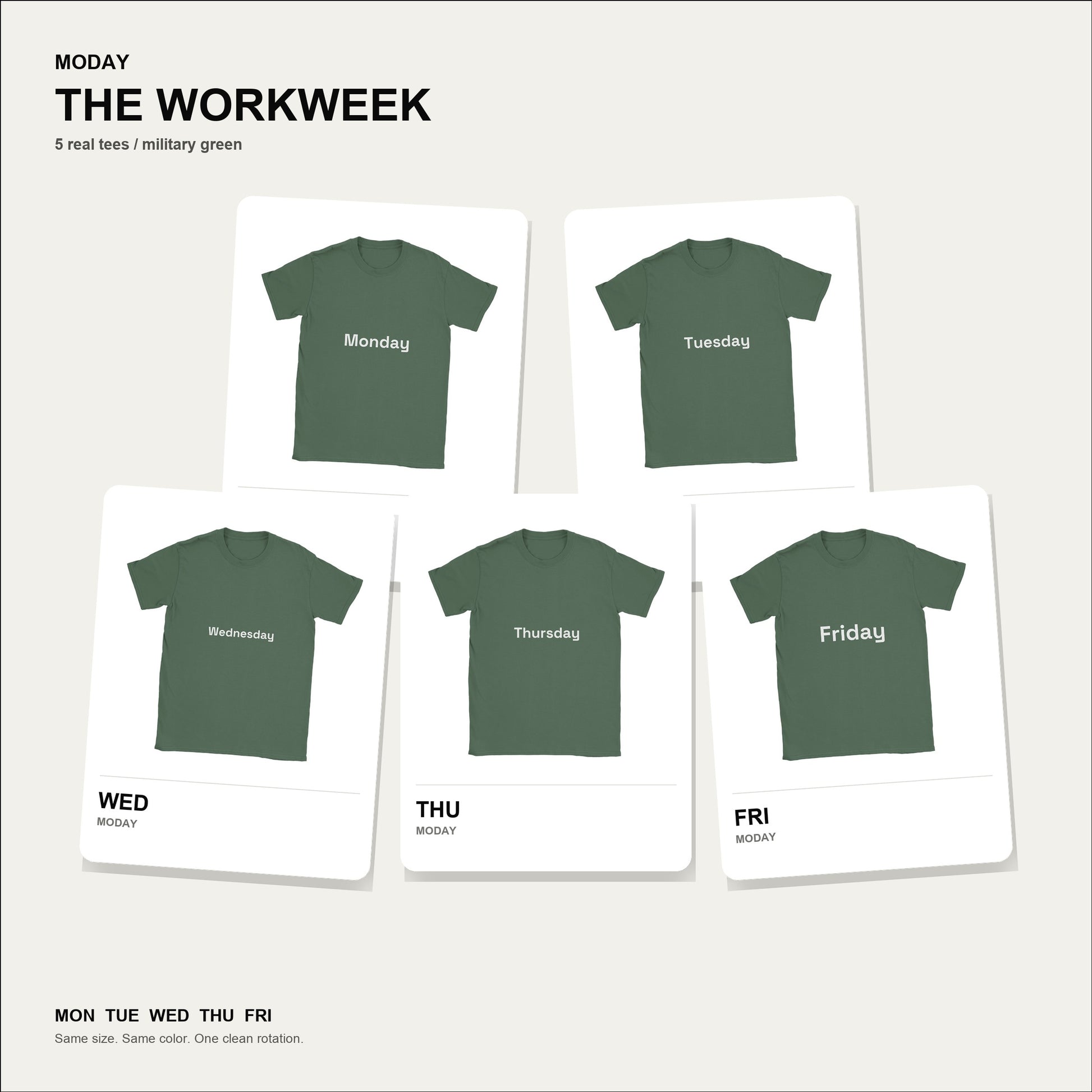 moday-the-workweek-en-spacegrotesk bundle hero ミリタリーグリーン