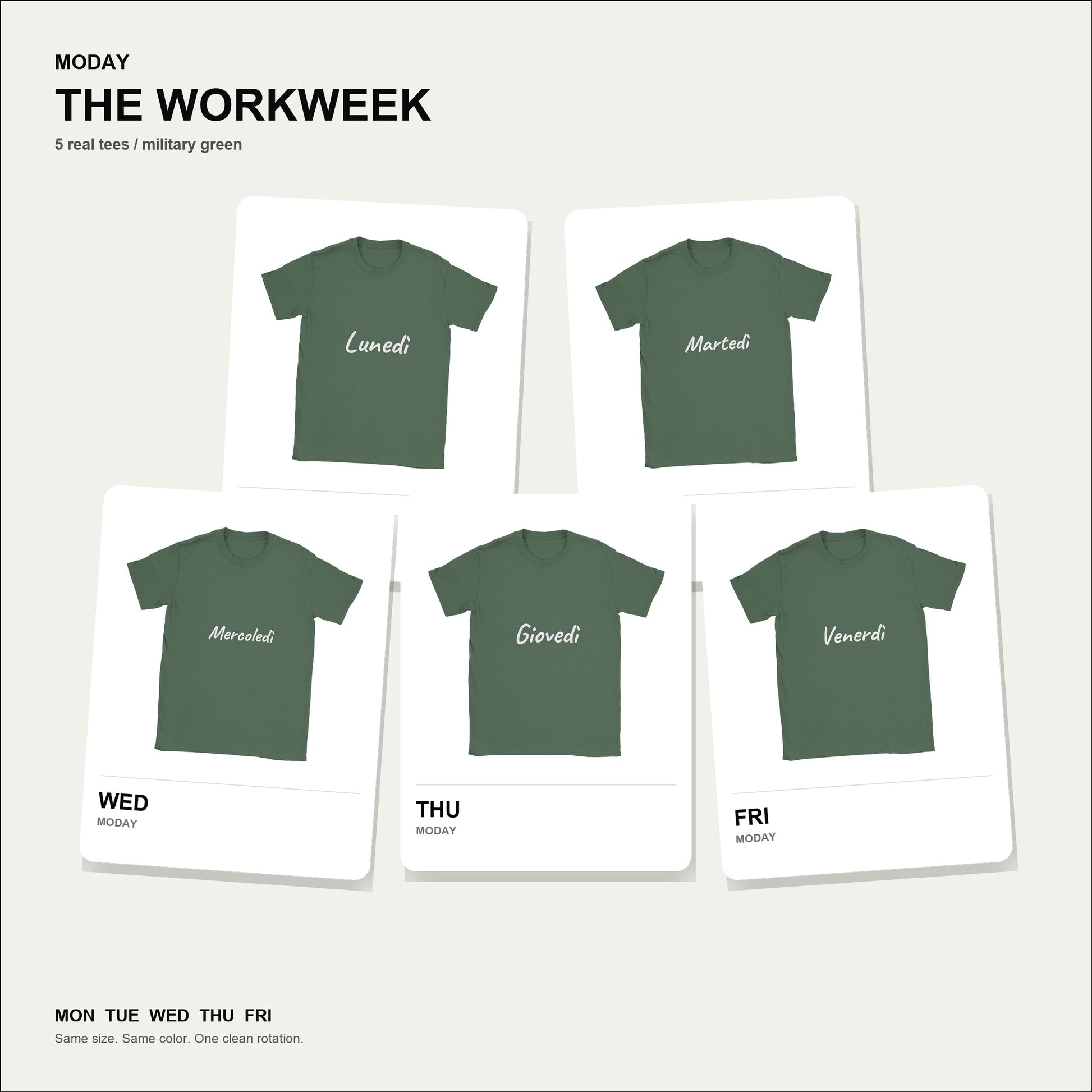 moday-the-workweek-it-caveat bundle hero ミリタリーグリーン